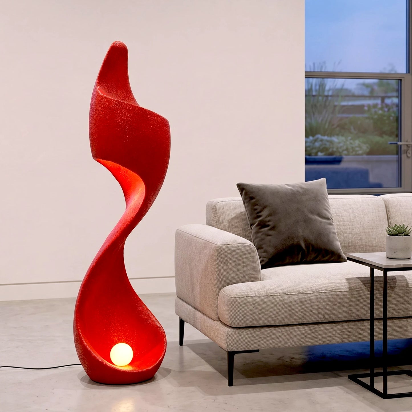 modern abstract red floor lamp for living room