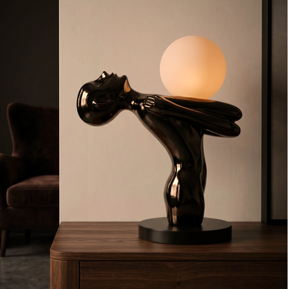 Black Sculptural Table Lamp side angle modern decor