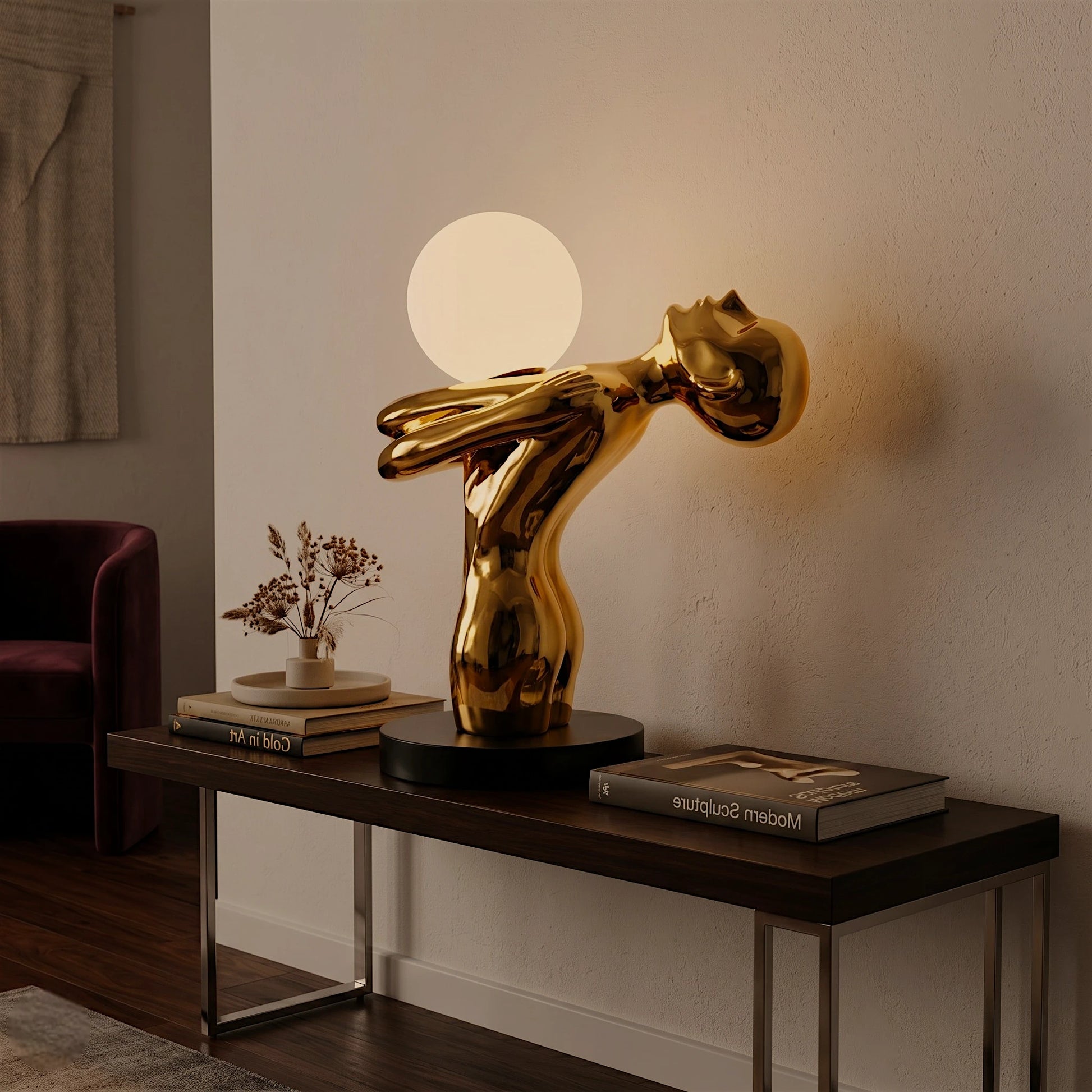 Auric Flow Table Lamp styling with decor
