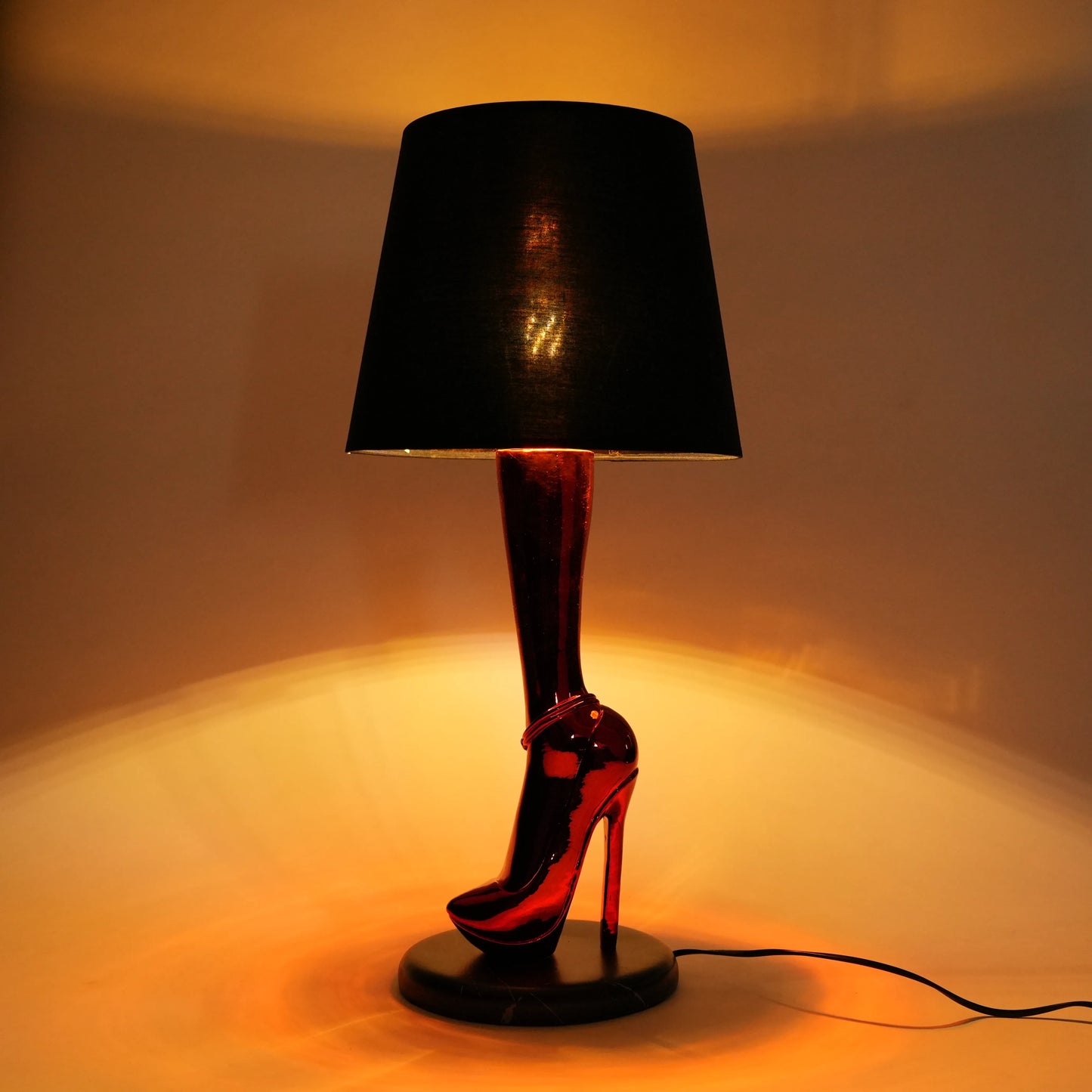 crimson heel table lamp with black shade modern designer lighting decor