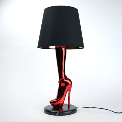 Crimson Heel Table Lamp detail of heel structure and light