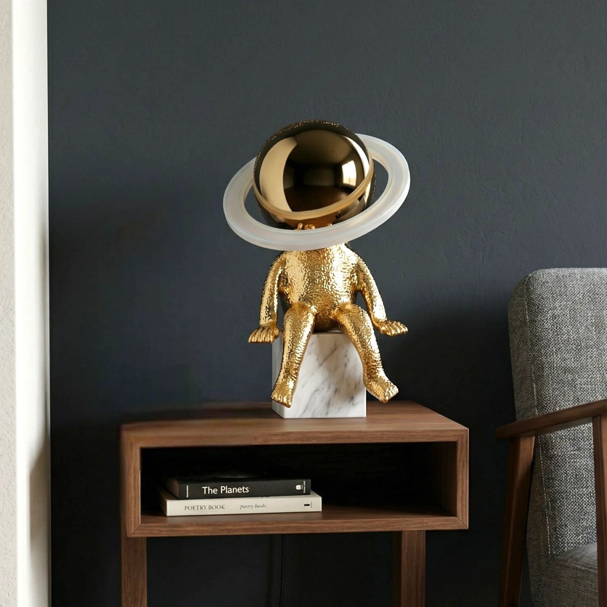 Cosmic Glow Table Lamp front view with halo lighting