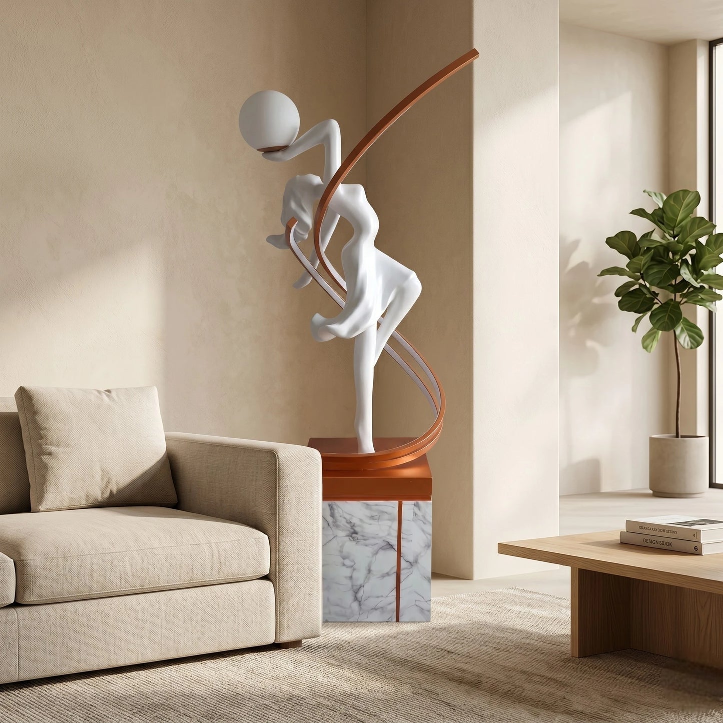 Liberty Sculpture Floor Lamp with metal base gold human form lighting