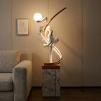 Liberty Sculpture Floor Lamp with metal base side view sculptural lighting