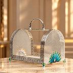 Ghar Art emerald green luxury serving basket with textured presentation case and gold clasp