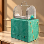 Ghar Art emerald green luxury serving basket with textured presentation case and gold clasp