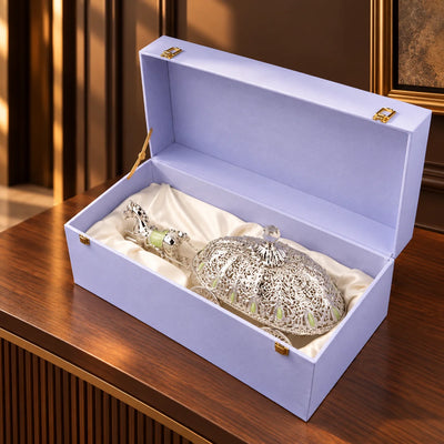 Luxury Horse Carriage Jewellery Box for Home Decor, Ornate Silver Decorative Storage and Keepsake Box