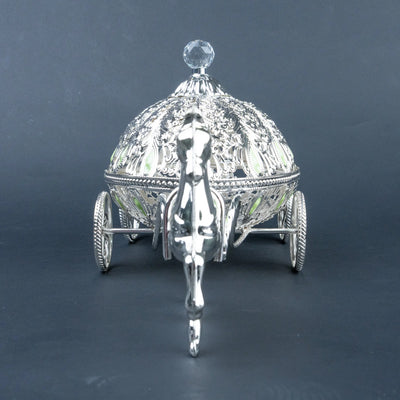 Luxury Horse Carriage Jewellery Box for Home Decor, Ornate Silver Decorative Storage and Keepsake Box