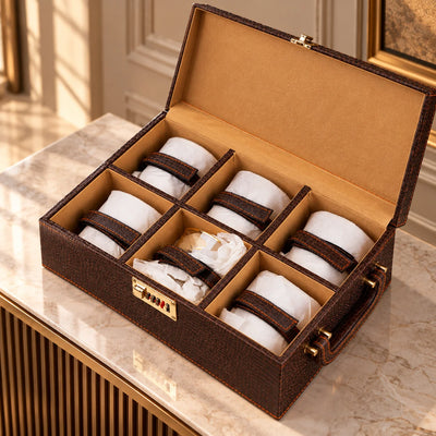 Luxury Drinking Glass Set of 6 with Gold Botanical Floral Design, Gold Rim and Premium Storage Box | Unique Gifting
