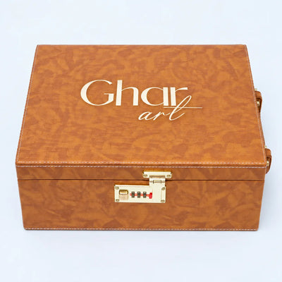 Ghar Art Luxury Barware Set with Cocktail Shaker, 6 Gold Patterned Glasses, Jigger, Flask, Bottle Opener and Bar Tools, Premium Home Bar Set