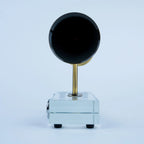 Vintage inspired horn speaker showpiece with transparent base