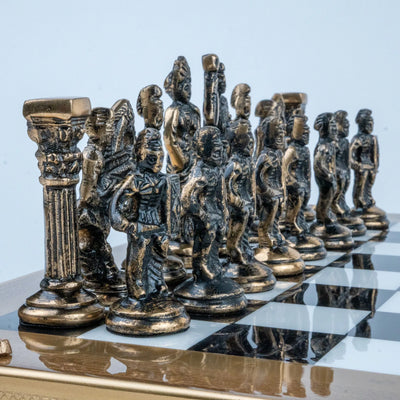 Royal Gold Chess Set for Adults, Luxury Decorative Chess Board with Ornate Gold Frame, Figurine-Style Gold and Black Chess Pieces for Home, Office, Study and Living Room