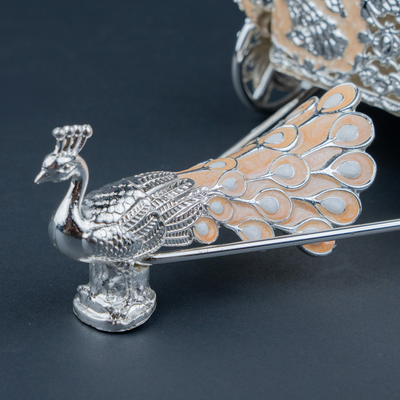 Royal Silver Peacock Decorative Trinket Box