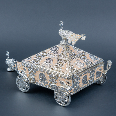 Royal Silver Peacock Decorative Trinket Box