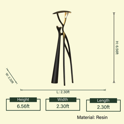 Intertwined black resin floor lamp, 6.56ft