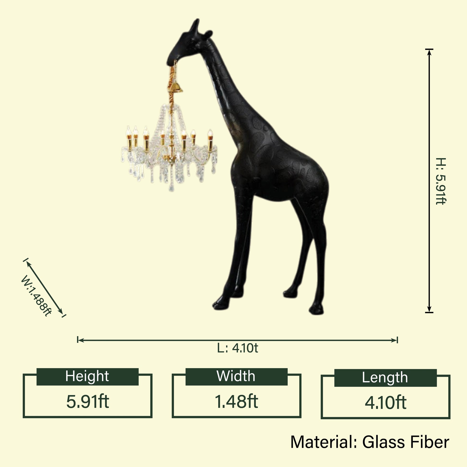 Black giraffe chandelier medium dimensions