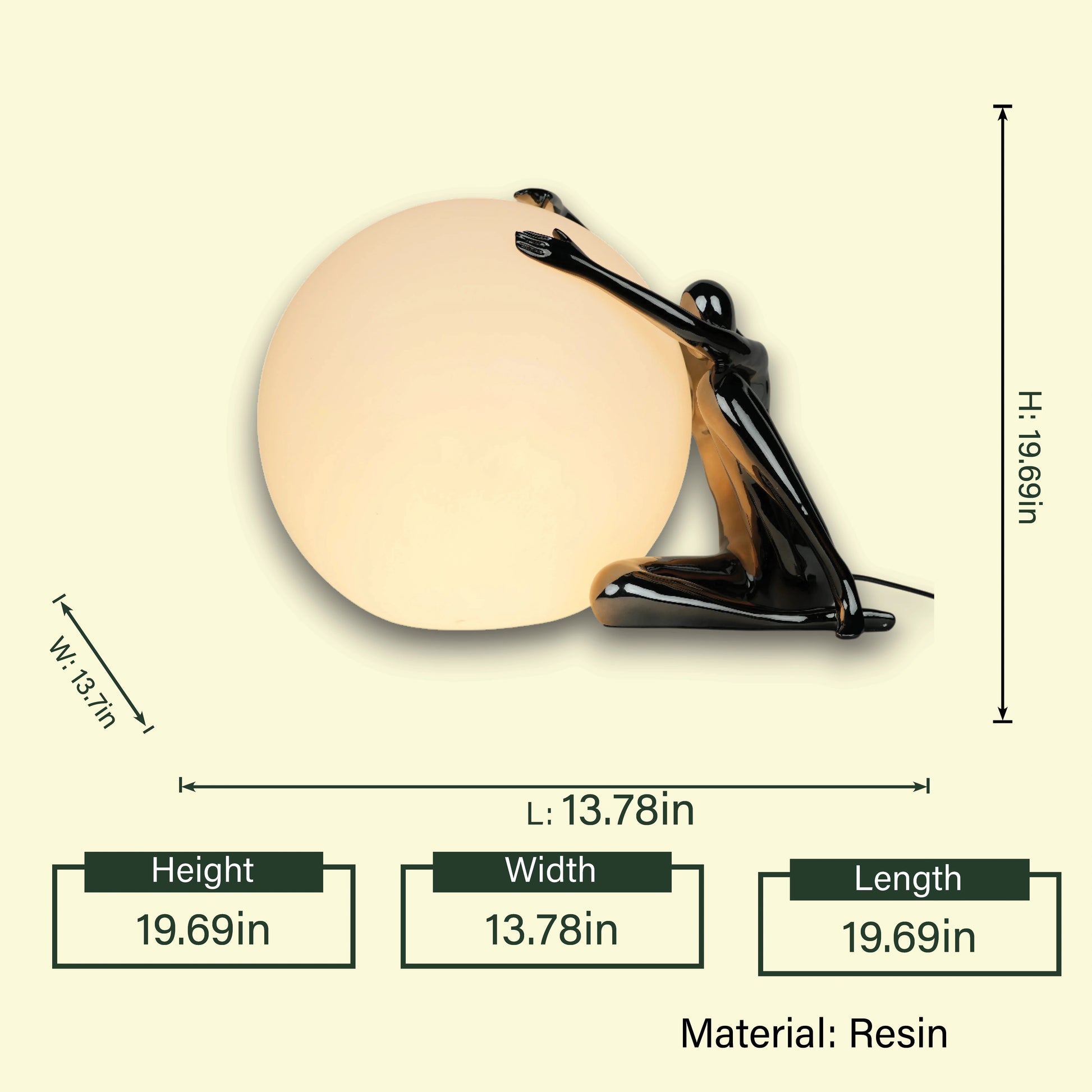 Midnight Embrace lamp 19.69in spec diagram