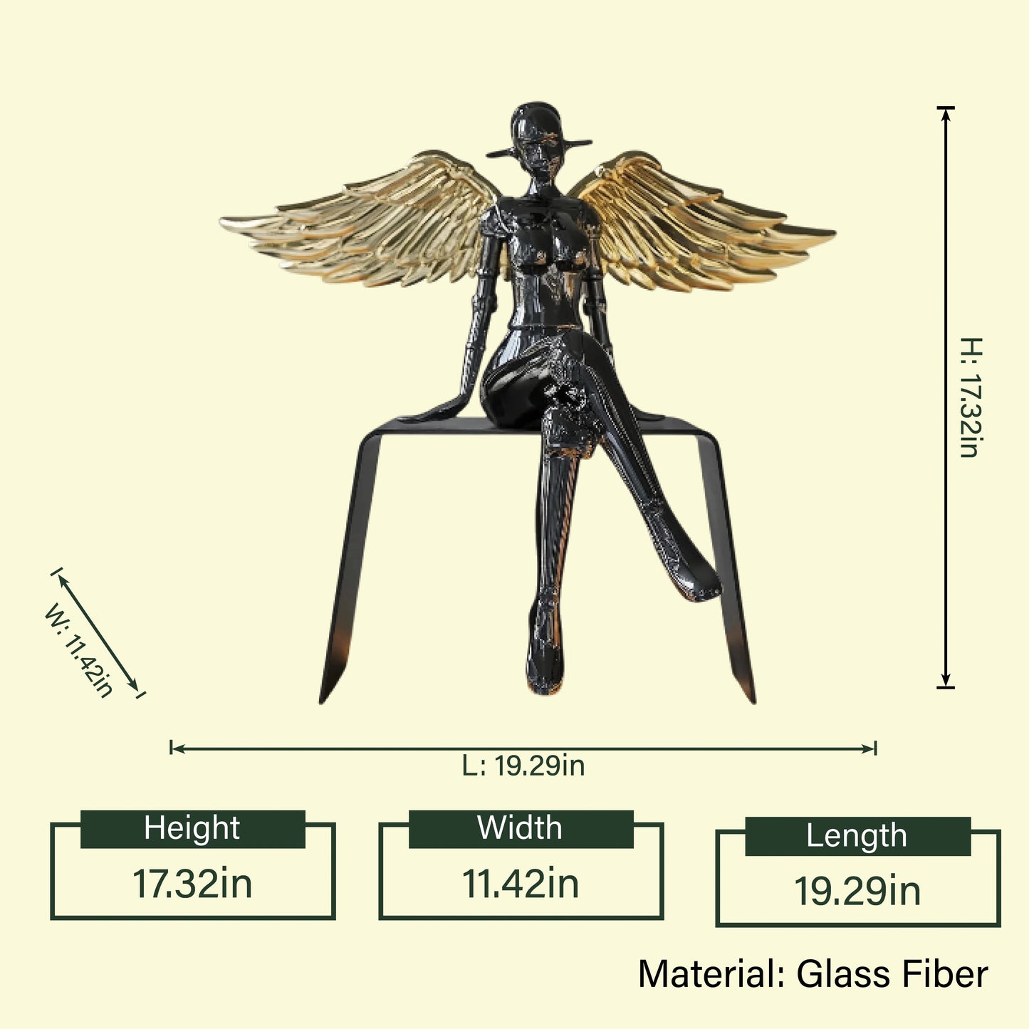 Golden Elegance Lady dimension diagram, 17.32in
