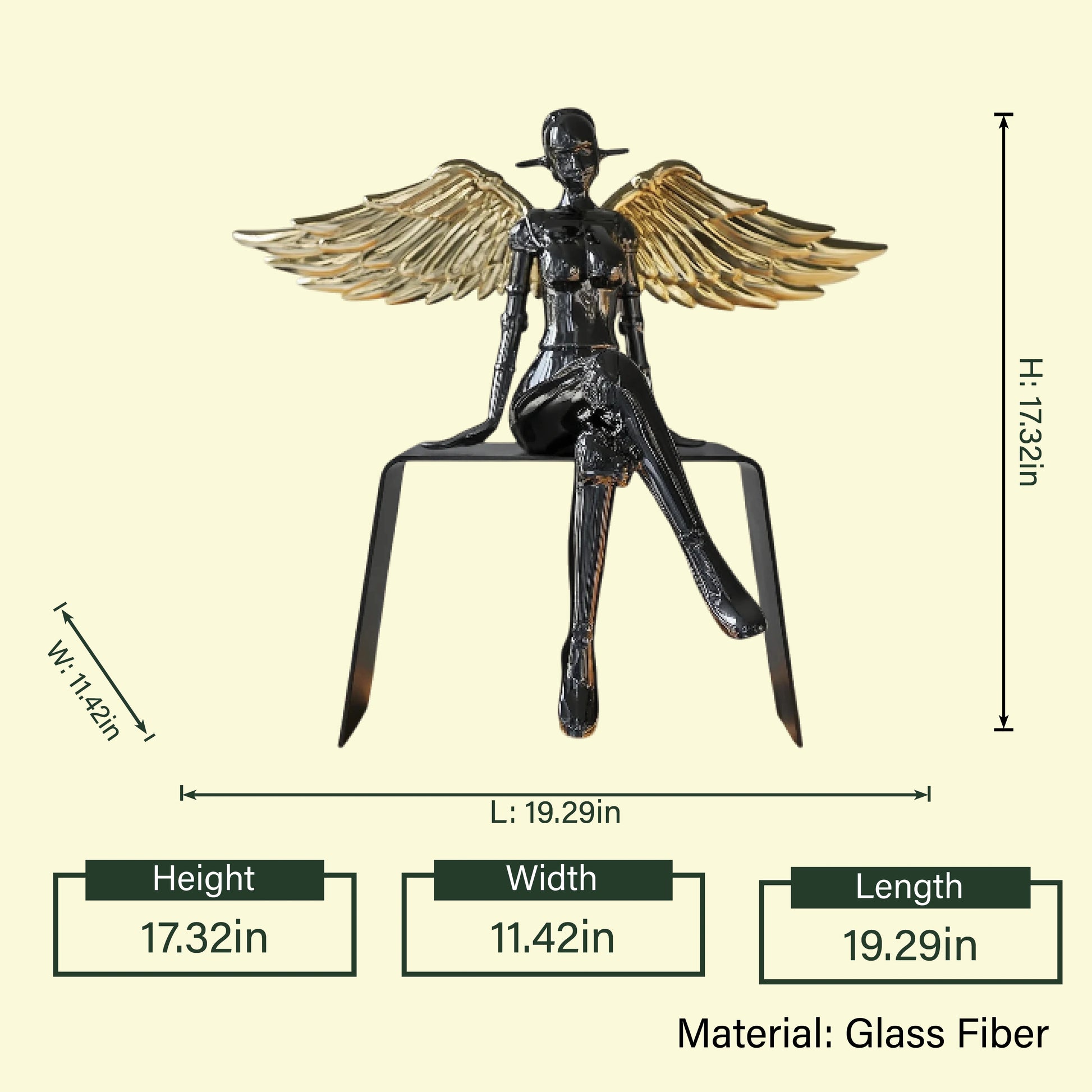 Golden Elegance Lady dimension diagram, 17.32in