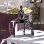 Golden Elegance Lady on shelf, luxe living room
