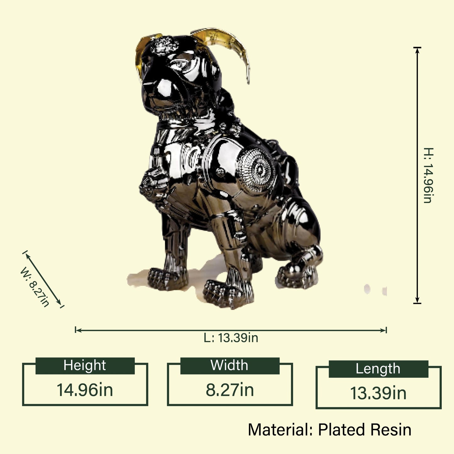 Mechanical dog dimension diagram, 14.96in
