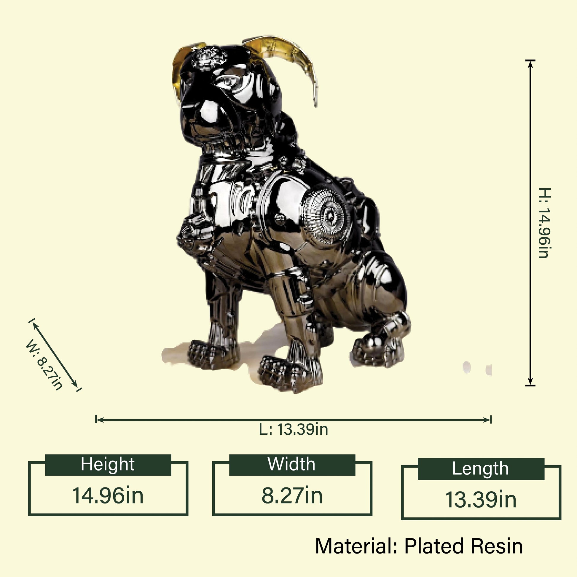 Mechanical dog dimension diagram, 14.96in