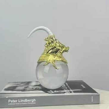 Golden Poise: Abstract Animal on Crystal Sphere