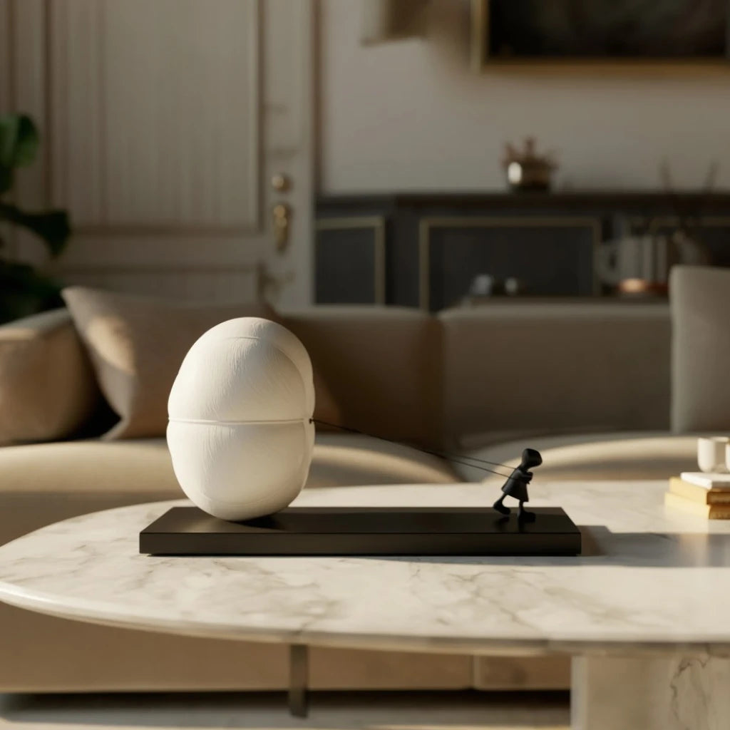 Journey to Triumph white, marble coffee table