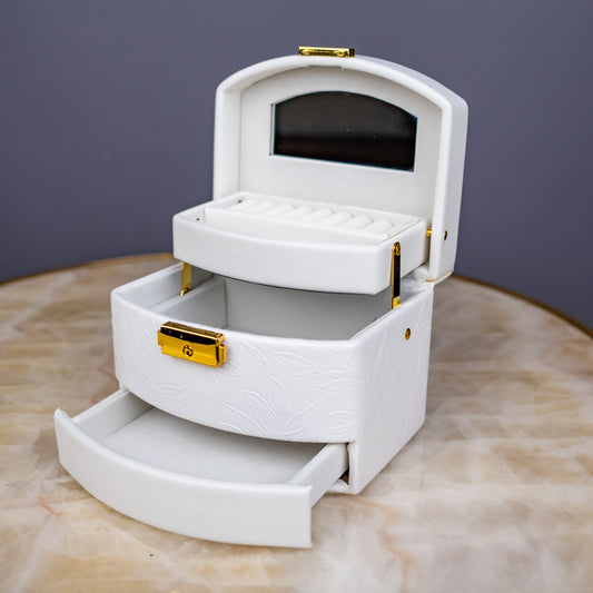 Elegant White Jewelry Box - Small