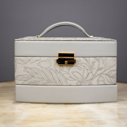 Elegant Grey Floral Jewelry Box - Big