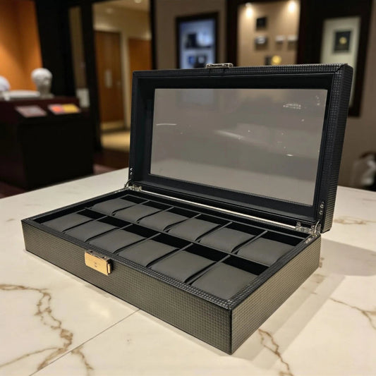 Carbon Black 12-Slot Watch Organizer