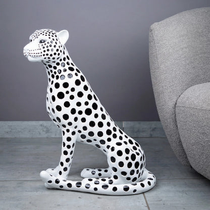 Modern white leopard decor piece for luxury interior styling