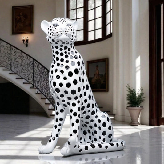 Modern white leopard decor piece for luxury interior styling