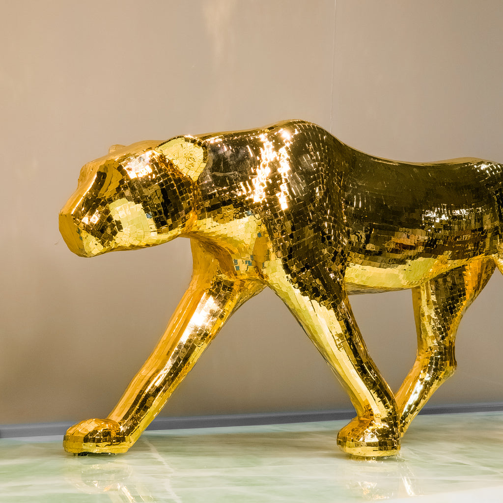 Modern gold panther decor piece for luxury home interiors