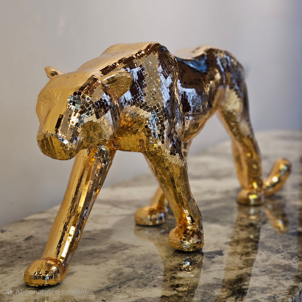 Modern gold panther decor piece for luxury home interiors
