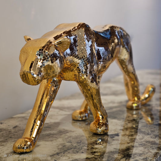 Modern gold panther decor piece for luxury home interiors
