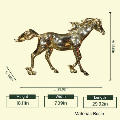 Gold galloping horse, side profile spec