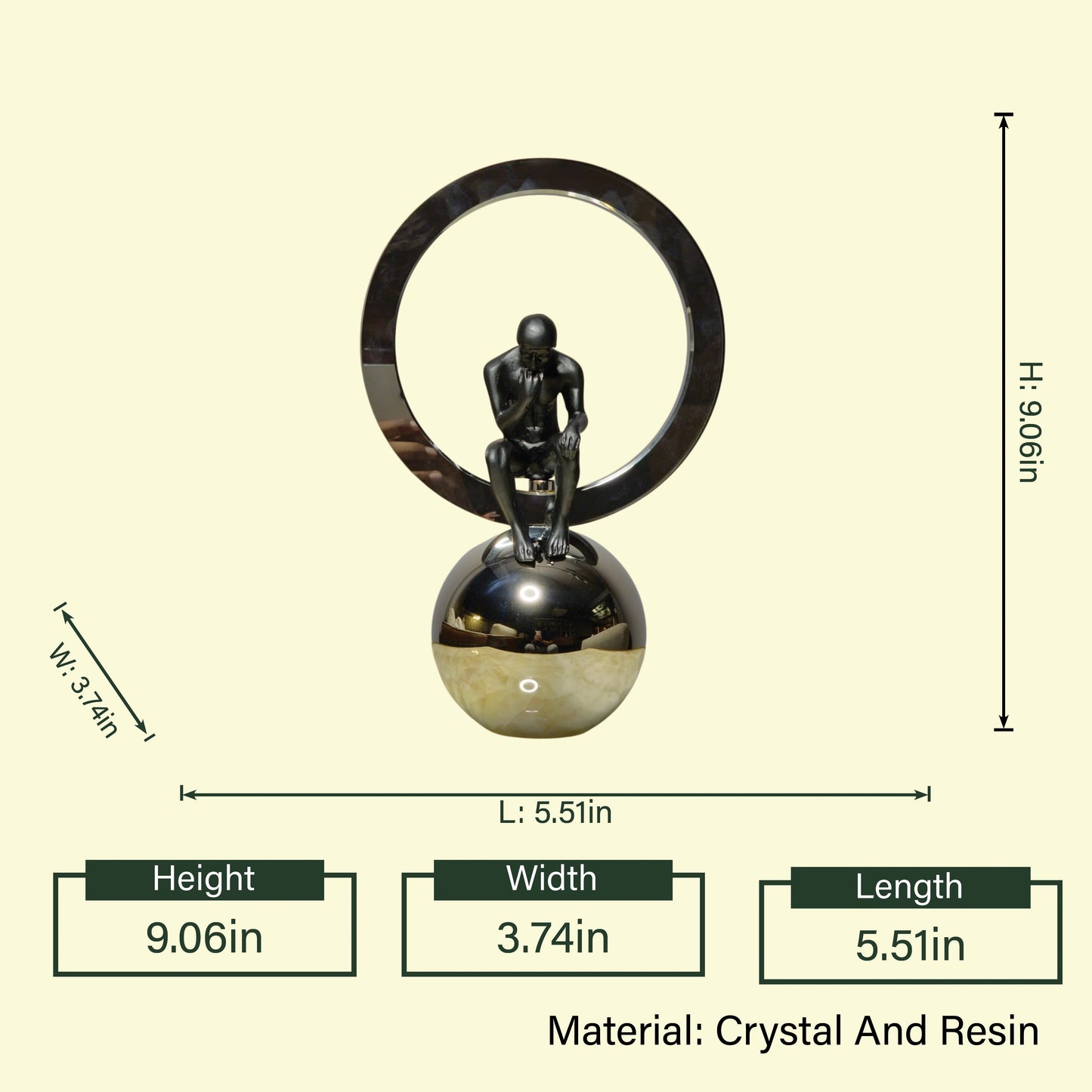 Thinker on Chrome Sphere - Medium