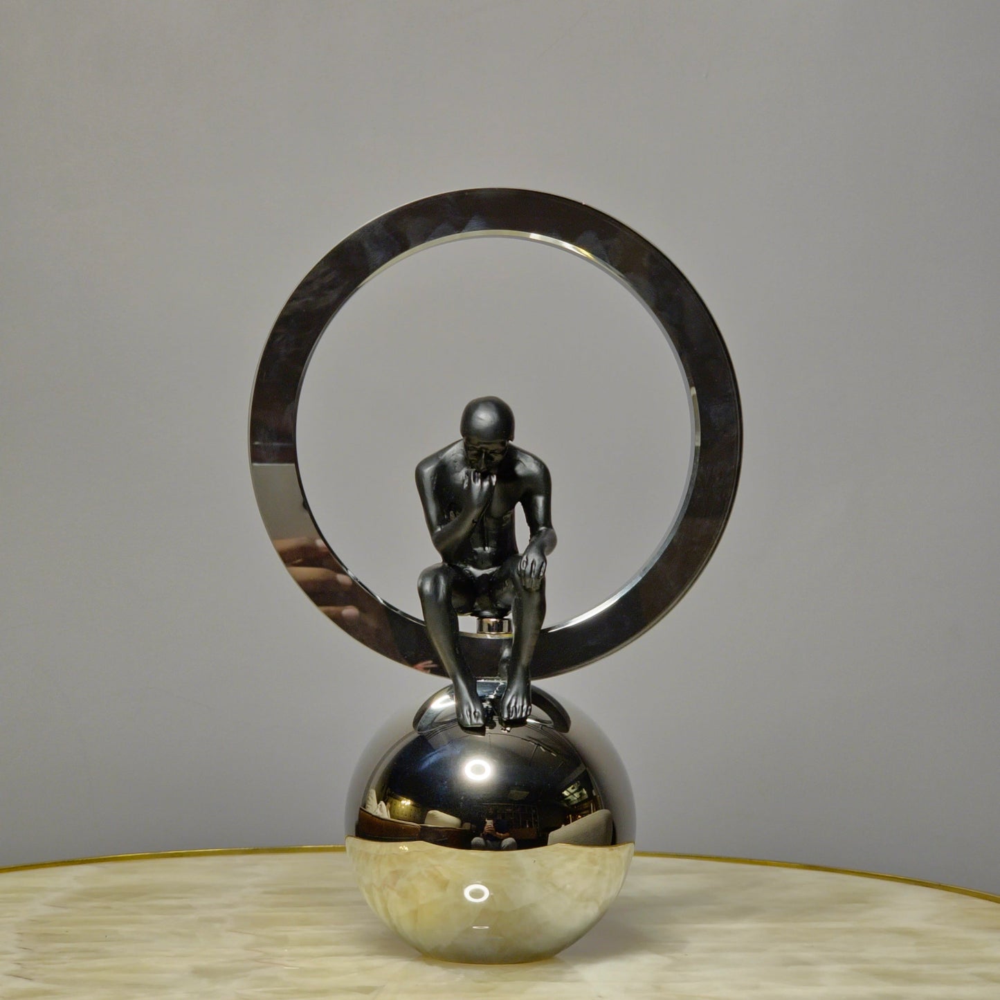 Thinker on Chrome Sphere - Medium
