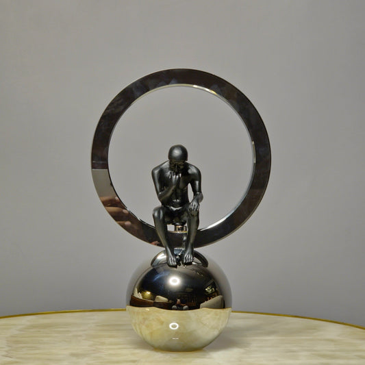 Thinker on Chrome Sphere - Medium