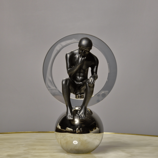 Thinker on Chrome Sphere - Small