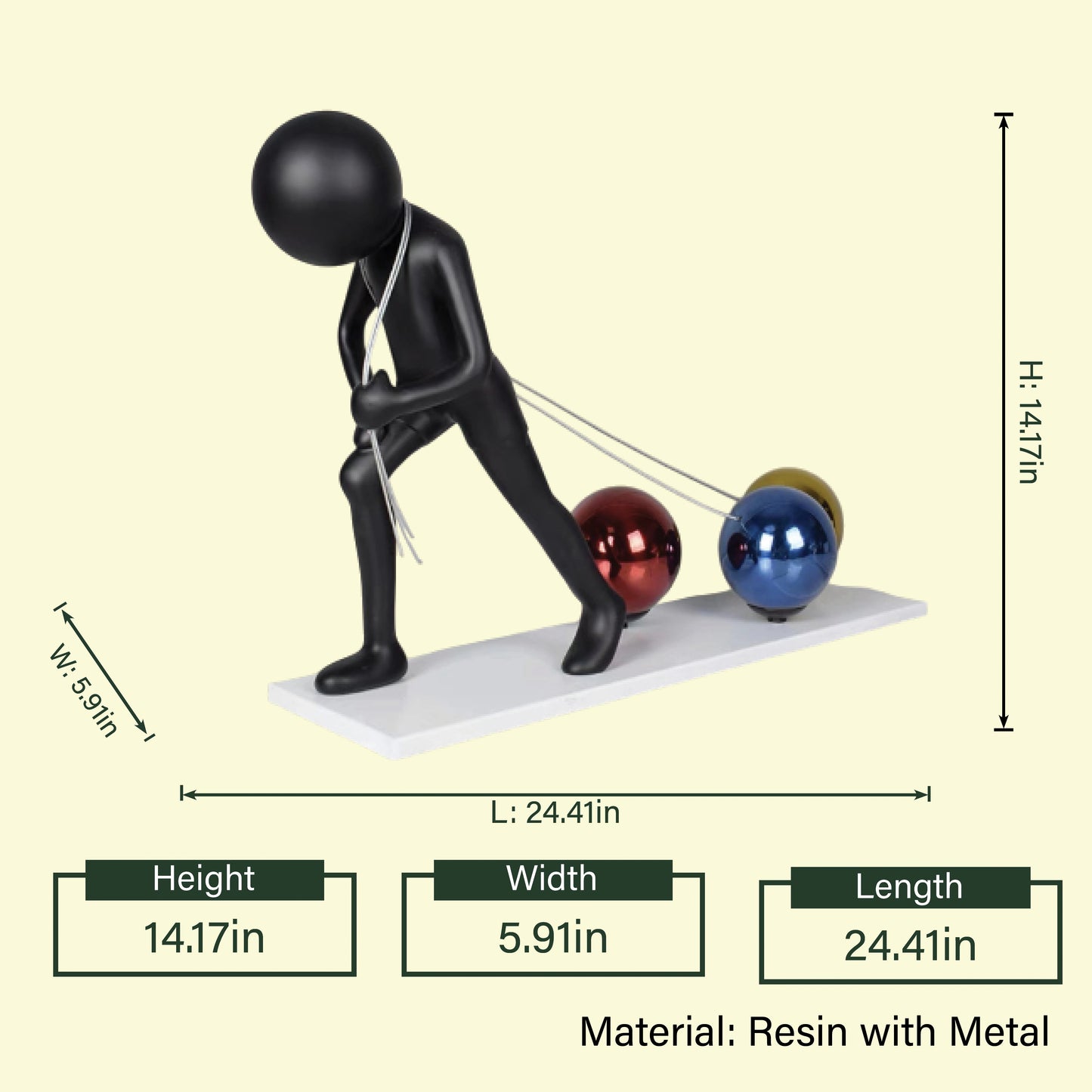 Hardworking Man 14.17in dimensions infographic