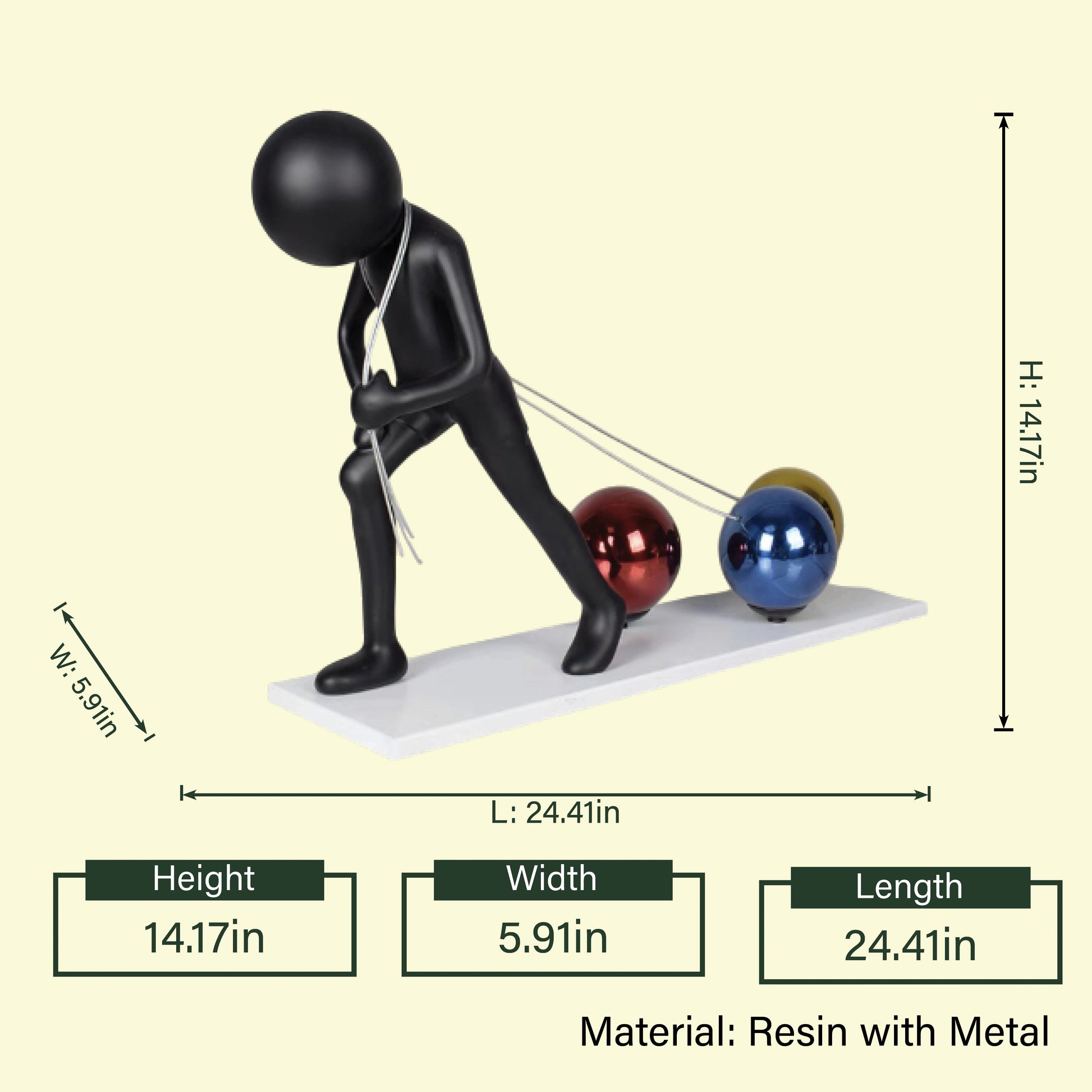 Hardworking Man 14.17in dimensions infographic