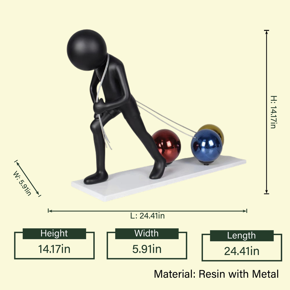 Hardworking Man 14.17in dimensions infographic