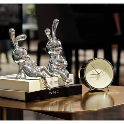 Elegant Silver Bunny Duo