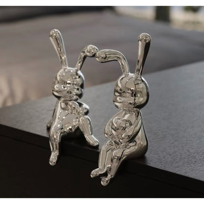 Elegant Silver Bunny Duo