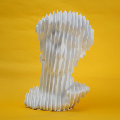 White ridged bust, side on yellow