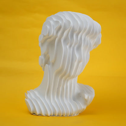 White wavy bust 3/4 on yellow paper