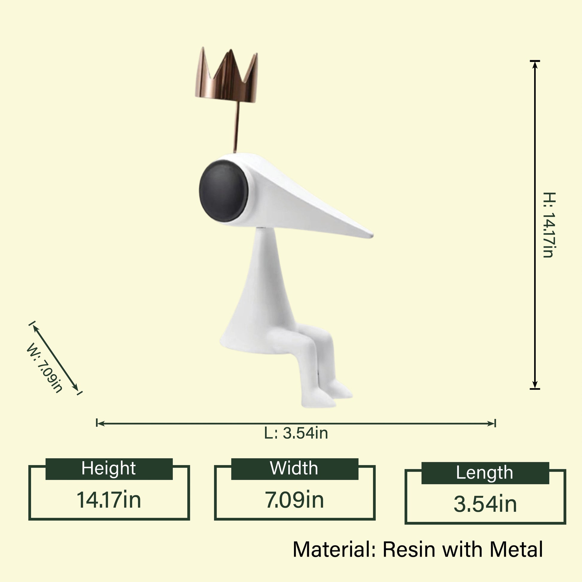 Gold crowned figure 14.17in spec diagram
