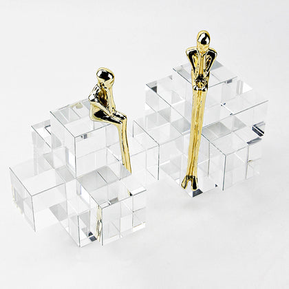 Golden Muse on acrylic cubes, overhead shot